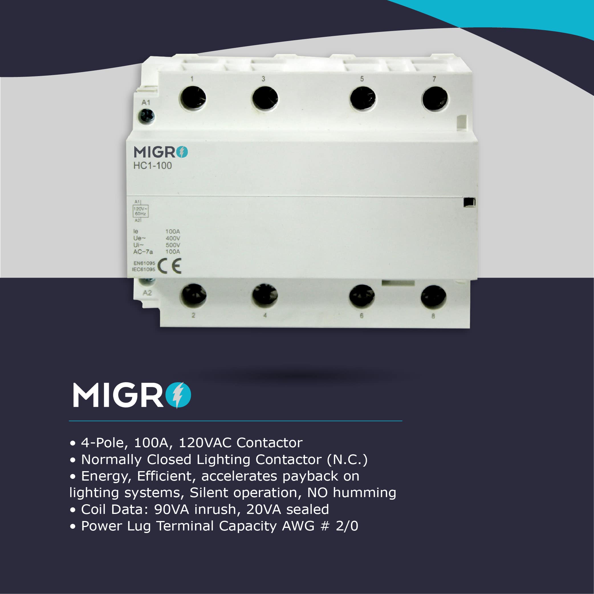 Migro Contactor 100 Amp 4pole Normally